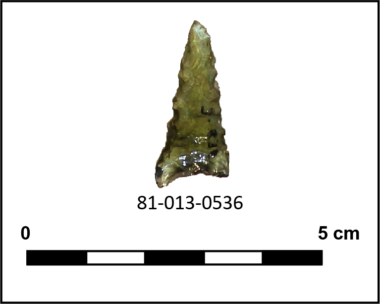 Bottle glass projectile point from Kathy's Rockshelter (CA-BUT-301)